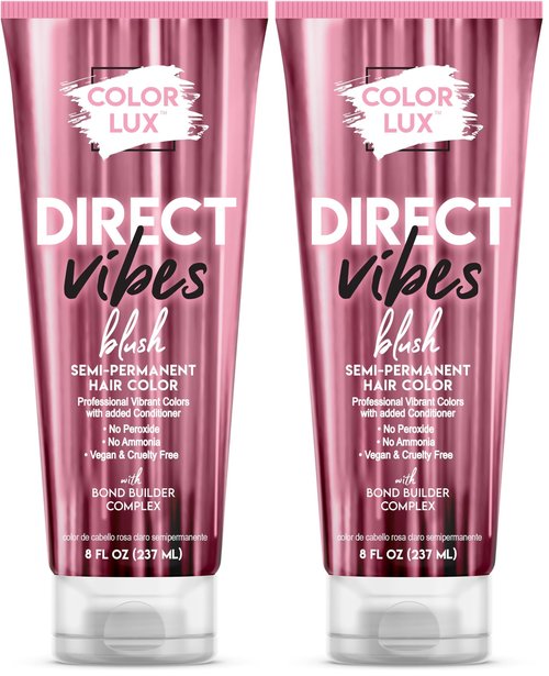 Color Lux Direct Vibes Semi-Permanent Hair Color, Blush, Vibrant & Long-Lasting Shade, Ammonia-Free, Vegan, Sulfate-Free, Paraben-Free, 8 fl oz (Pack of 2)