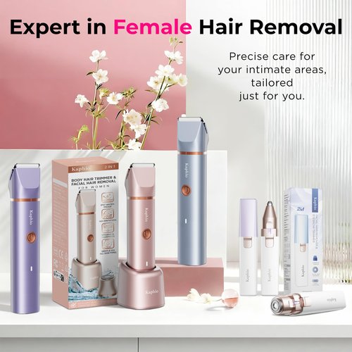 Bikini Trimmer for Women Pubic Hair: 2 in 1 Electric Razors for Women - IPX7 Waterproof Lady Shaver for Travel & Home Use (Gold)