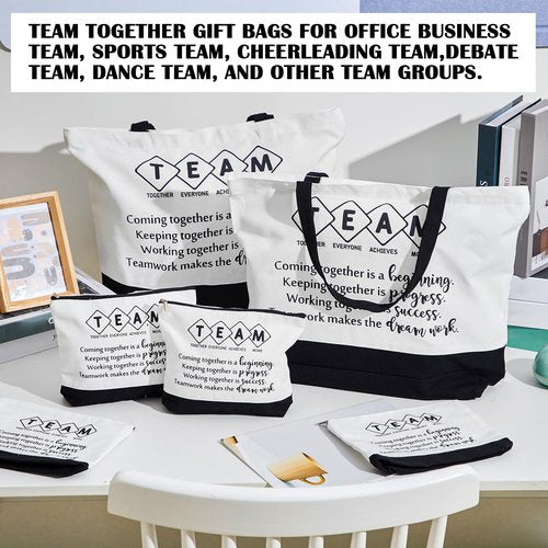 Cunno 4 Pcs Team Appreciation Bags Bulk Women Employee Gifts Team Together Canvas Tote Bag Makeup Bags for Vet Tech Coworker Nurse