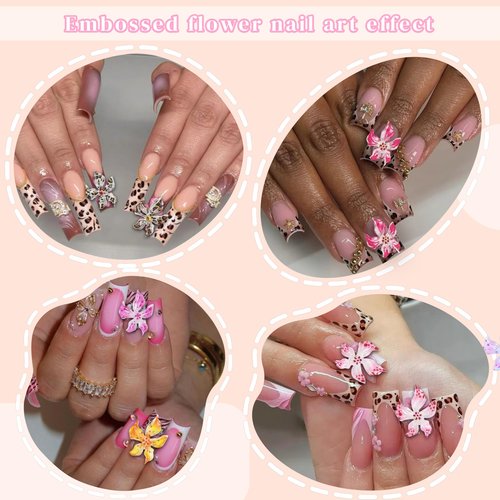12 Grids 120Pcs Flower Nail Art Charms Cute Hawaii Flower Nail Rhinestones Colorful Flowers Nail Diamonds Hibiscus Floral Nail Gem Summer Nails Jewelry Tiny Flowers Nail Design for Women Nail Supplies