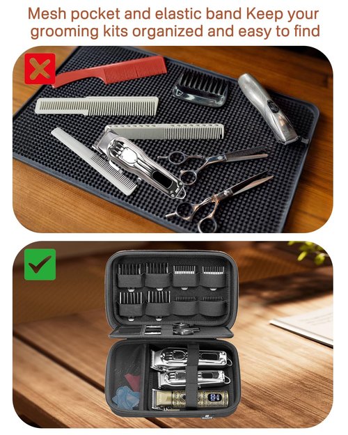 RAIACE Hard Storage Case Compatible with Hair Clippers, Protective Carrying Bag for Barber Accessories/for Guard Grooming Kits. (case only) - Black