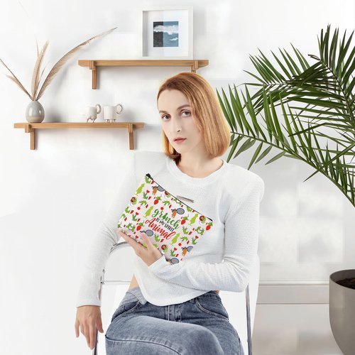WZMPA Green Monster Cosmetic Makeup Bag Doctor Cat Fans Gifts Monster Is My Spirit Animal Zipper Pouch Bag For Monster Fans (Grin Spirit 2-Full)