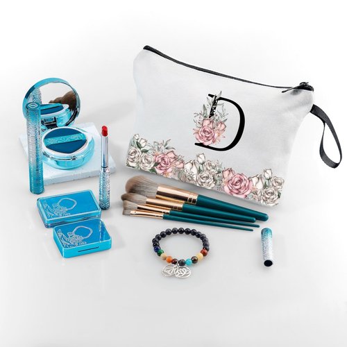 ARIOSEY Personalized Gifts for Women,Small Make Up Bags for Purses,Valentines Day Gifts for Teen Girls,Initial Bags for Women,Monogrammed Makeup Bag,Mother's Day Gift(Letter D)