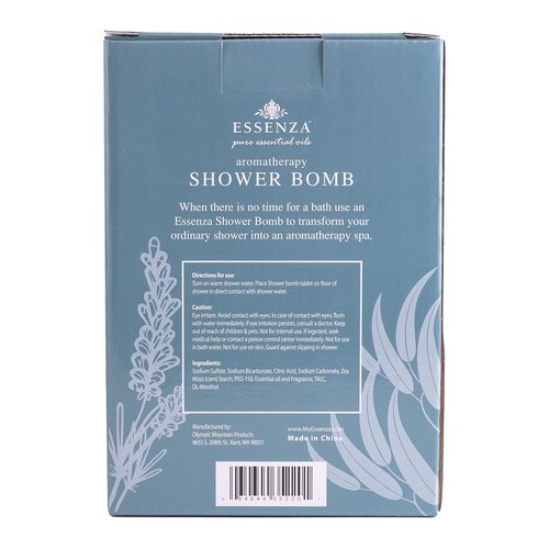 Essenza Shower Bombs 14pc Bin - Revitalizing Eucalyptus & Relaxing Lavender Aromatherapy Luxury Shower Bombs - Height 8.125” Width 5.5” Depth 4.125” Weight 1.31 Lbs - 14 Pc Collection
