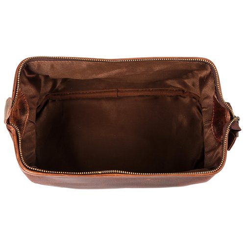 HLC Leather Toiletry Bag for Men - Premium Genuine Leather Dopp Kit Shaving Kit Organizer Travel Kit Pouch Bag - Large Size - Rustic Brown