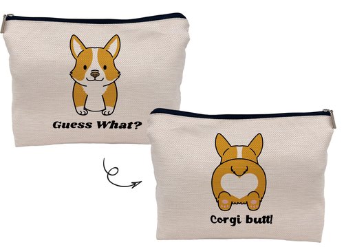Lacosu Cute Cartoon Corgi Funny Corgi Mom Makeup Bag Make up Cosmetic Bag Small Zipper Pouch, Birthday Gifts for Dog Lovers Corgi Owners Women