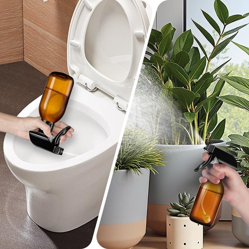 Tecohouse 360° 4 OZ Amber Glass Spray Bottles, 2 Pack Empty Refillable Containers with Adjustable Spray Nozzles, Spray Bottles for Cleaning Solutions, Plants, Hairs