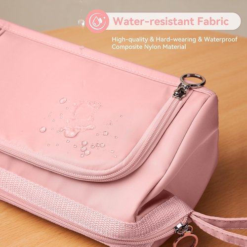 WLLWOO WLLWOO Large Portable Waterproof Toiletry Bag Travel Makeup Bag for Women Purse, Nylon Wide-open Cosmetic Bag Make Up Organizer For Toiletries Accessories Brushes