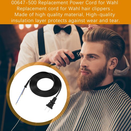 00647-500 Replacement Power Cord for Wahl Clippers Electrical Cable. Fits for Senior, for 5-Star Senior, for Designer, for Super Taper, etc.