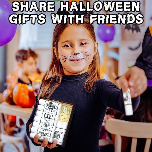 Siifert 100 Pack Halloween Party Favors Gifts Bulk Spooky Skull Lip Balms Halloween Fall Thanksgiving Party Thank You Gifts Treat Bag Stuffers Supplies for Adults Women Men(100)