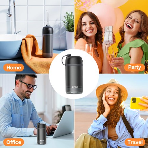 Bitvae Rotating Electric Toothbrush ＆ P1 Portable Mini Water Flosser Bundle, 5 Modes Rechargeable Power Toothbrush，Cordless Water Teeth Cleaner Picks for Travel, Travel Case