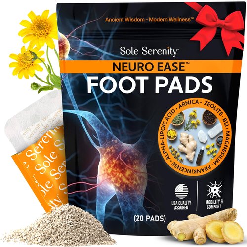 Sole Serenity NeuroEase Foot Pads for Occasional Discomfort in Hands and Feet - B12, Alpha Lipoic Acid, Magnesium, Frankincense and Zeolite for Back, Hand, Leg and Foot Comfort