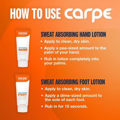 Carpe Sweat Absorbing Hand & Foot Lotion Bundle, Stop Sweaty Hands and Sweaty,Smelly Feet, Dermatologist Recommended