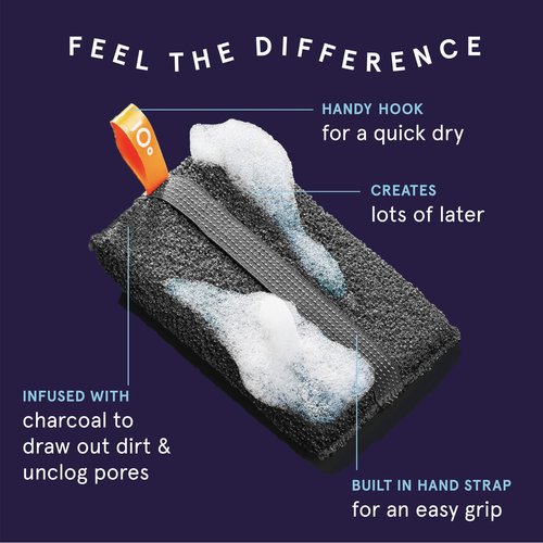Cleanlogic Detoxify Purifying Charcoal Infused Exfoliating Body Scrubber, Reusable Exfoliator Tool for Smooth and Softer Skin, Daily Skincare Routine, 3 Count Value Pack