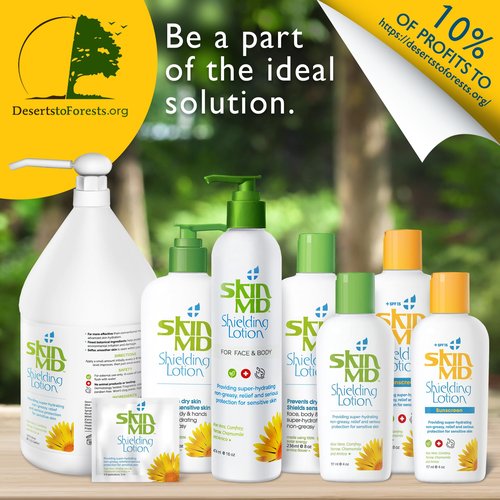Skin MD Shielding Lotion for Face, Body & Hands 8oz with Dispenser- Helps with Eczema & Psoriasis! The natural dry skin remedy to the things that dry your skin