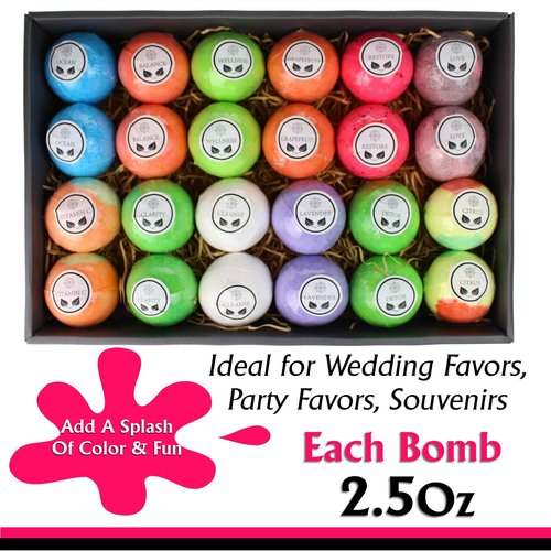 Bath Bombs Gift Set for Women and Men. 24 Luxury Bath Bombs Individually Wrapped Bulk Box. Moisturizing Organic Bath Bombs for Women, Men and Kids! Best Bath Bomb Set for Teens Too! Gifts for Him