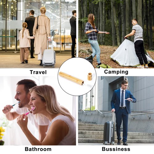 Yeeco 6 Pcs Portable Bamboo Toothbrush Case, Wooden Toothbrush Covers Storage Container Reusable Toothbrush Travel Holder Sustainable for Trip Camping Home Travelling