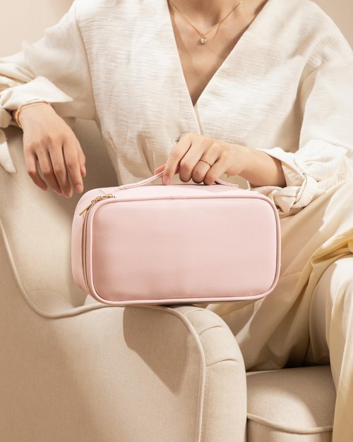 HBlife Small Makeup Bag Travel Cute Make Up Bag Makeup Brush Bag Case Organizer Cosmetic Bags for Women Girls with Handle (Pink)