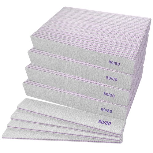 80/80 Grit Nail Files (100 Pcs), Coarse Emery Boards for Acrylic Nails and Gel Nails, Nail File Double Sided 80 Grits Emory Professional Nail Filers Pack