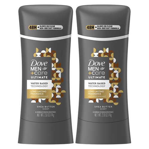 DOVE MEN + CARE Ultimate Antiperspirant Stick Shea Butter 2 Count 48-Hour Sweat Protection Antiperspirant for Men 2.6 oz