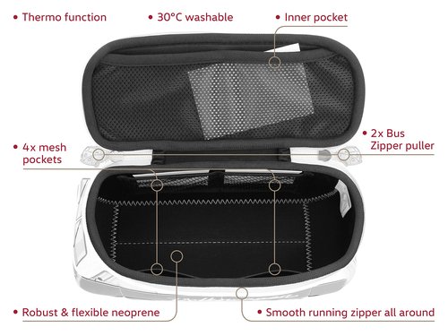 BRISA VW Collection - Volkswagen Neoprene Universal Makeup Cosmetics Toiletry Travel Pharmacy Bag in T1 Bus Design (Petrol/Brown) (Small (9.1 x 4.3 x 3.1 inches))