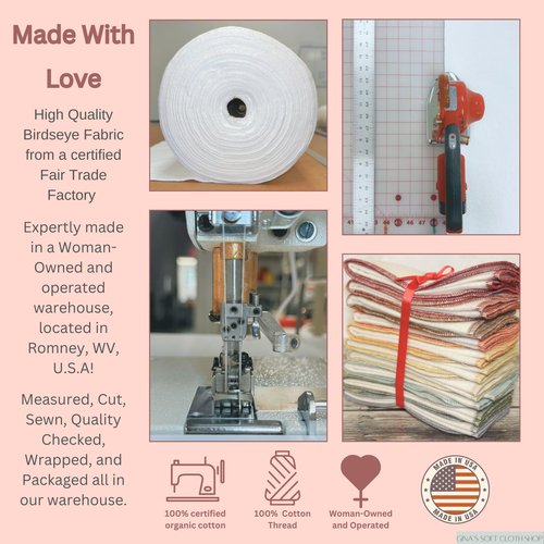 Gina's Soft Cloth Shop 1 Ply Printed Flannel 8x8 Inches Little Wipes Set of 5 I Woof You- Proudly Made in the USA!