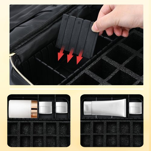 Junyaoxuan Nail Polish Storage Organizer,Portable Nail Polish Travel Storage Bag Hold Variety of Bottles,DIY Partition Design,with Manicure Tools Storage Sections（Bag Only）