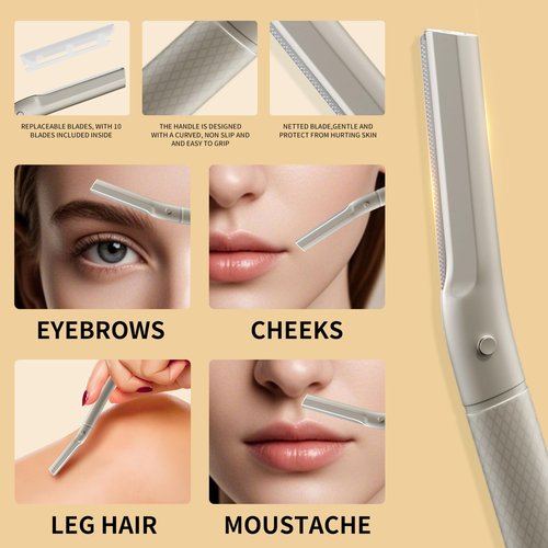 OFIDUS Tweezers for Women Facial Hair, 4 in 1 Eyebrow Kit with Tweezers, Eyebrow Trimmer Scissors, Razor, Style Leather Travel Case, Hair Plucking Daily Beauty Tools
