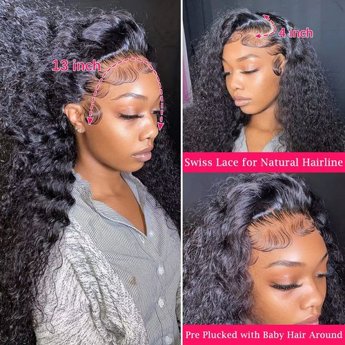 13x4 Lace Frontal Closure Kinky Curly Lace Frontal Closure 18 Inch HD Lace Closure Ear to Ear Transparent Lace Frontal with Baby Hair Natural Color