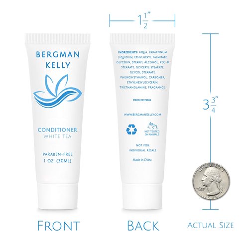 BERGMAN KELLY Hotel Conditioner (1 Fl Oz, 100 PK, White Tea), Delight Your Guests with Revitalizing and Refreshing White Tea Travel Conditioner, Quality Small Amenities Hotel Toiletries in Bulk