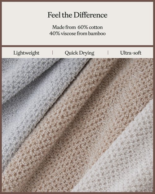 Cozy Earth Nantucket 60% Cotton 40% Viscose from Bamboo Washcloth - 600 GSM Plush & Fast-Drying with Rice Weave Pattern - 4 Pack 20" x 20" Luxury Washcloth - Sand