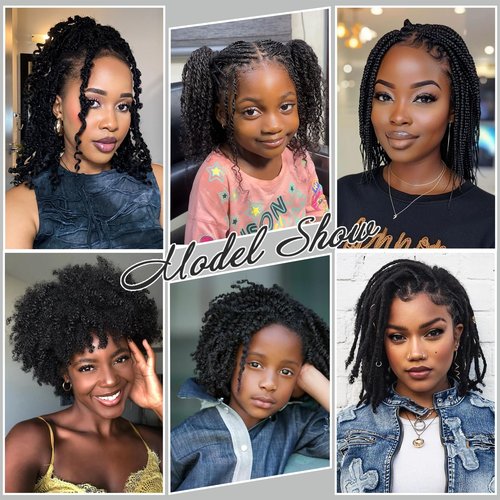 Haftaluv Afro Kinkys Bulk Human Hair 14 Inch 100g Nature Black Afro Kinky Curly Human Hair Bulk for Dreadlock Extensions, Micro Locs, Braiding Twists, Braids and Repair Locs(14 Inch, 1b#)