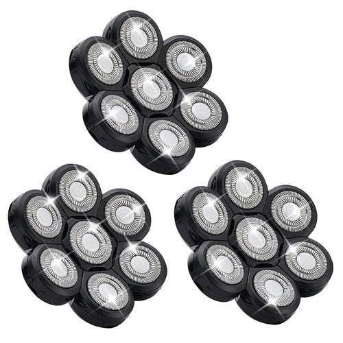 7 Head Shaver Replacement Razor Heads for Many Brands Bald Men's Electric Foil Shaver Replacement,Universal Shaver Replacement Blades for Electric Razor for Men Bald and Face (Black 7 Head/3PCS)