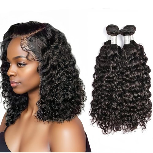 Czrleaty Water Wave Human Hair Bundles, Unprocessed Wet and Wavy Hair 4Bundles 200g, 12 Inch Brazilian Deep Curly Wave Human Hair Extensions