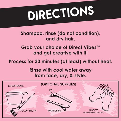 Color Lux Direct Vibes Semi-Permanent Hair Color, Blush, Vibrant & Long-Lasting Shade, Ammonia-Free, Vegan, Sulfate-Free, Paraben-Free, 8 fl oz (Pack of 2)
