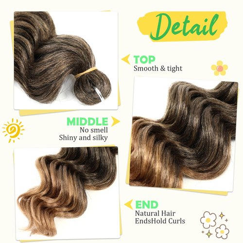 Ocean Wave Crochet Hair 18inch 7Packs Wet And Wavy Braiding Hair for Black Women, Deep Wave Crochet Hair Curly Braiding Hair Extensions T27…