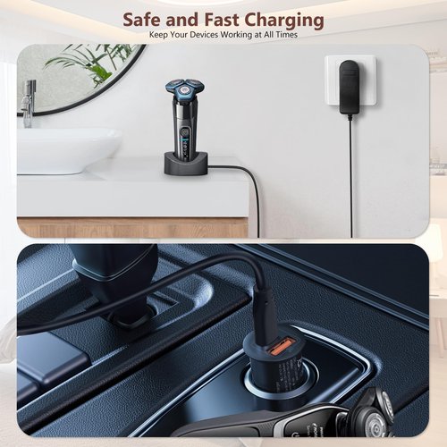 15V Charger with USB-C Replacement Power Cord Bundle for Philips Norelco Shavers & Beard Trimmers–Compatible with HQ8505, QP6531, MG7750, S1211, S9987, BT3210, BT3230, BT5511, BG5025, OneBlade