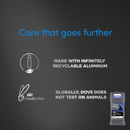 Dove Men+Care Deodorant Stick 4 Count Stain Defense Cool for Men, Anti-white Marks & Anti-yellow Stains with 72-hour Sweat and Odor Protection 2.7 oz