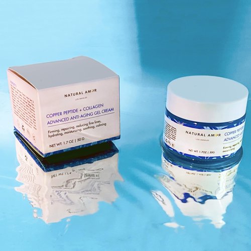 Natural Amor Copper Peptide Face Gel Moisturizer, Collagen Anti-Aging Facial Cream, Rapid Firming, Reduce Wrinkles 1.7 oz