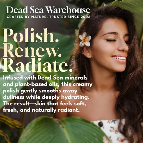 Dead Sea Warehouse – Amazing Minerals Skin Polish – 8.8 OZ – Dead Sea Salt Face & Body Scrub – All Natural Exfoliating Cleanser – Unscented – 2-Pack