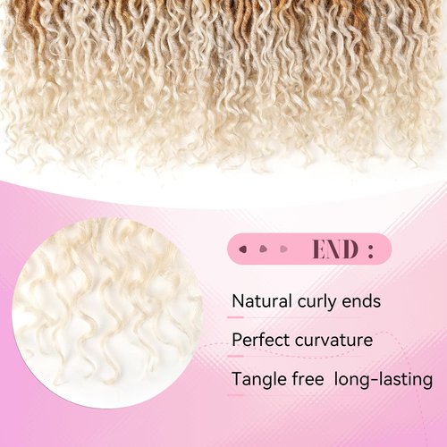 Aipin New Goddess Locs Crochet Hair 22 Inch Boho River Locs Hippie Locs Wavy Crochet With Curly Hair In Middle And Ends Braids Hair Extensions (8Packs,22 inch, T1B/27/613)