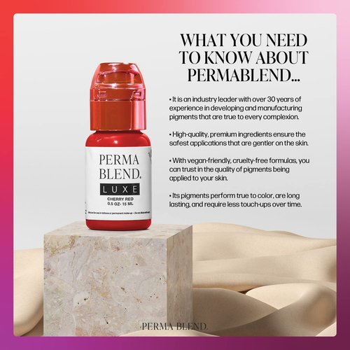 Perma Blend Luxe - Cherry Red - Vegan Lip Tattoo Ink - Deep Red Microblading Pigment with a Cool Base - for Lip Blush & Permanent Makeup - Cruelty-Free (0.5 oz)