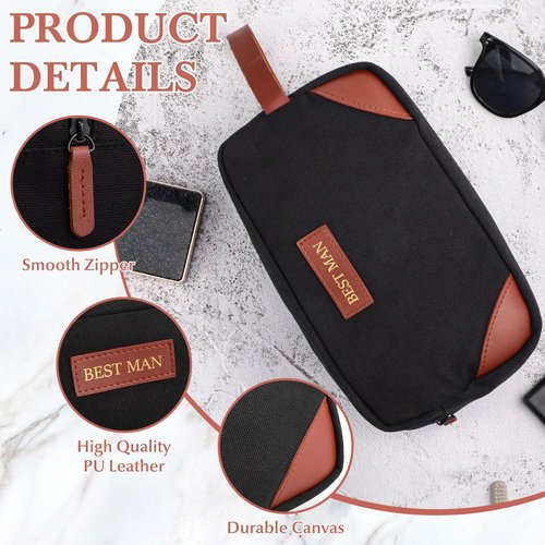 SilTriangle 18 Pcs Wedding Groomsmen Gifts Set Include Pcs Men Toiletry Bags Pairs Cotton Groomsmen Socks Pairs of Sunglasses for Wedding Proposal Gifts Bachelor Party Travel Kit(Black)