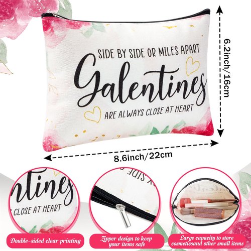 Reginary 6 Pcs Galentines Day Gifts Galentines Makeup Bag for Her Friend Appreciation Gifts Makeup Bag for Women Valentines Friends Female Sister