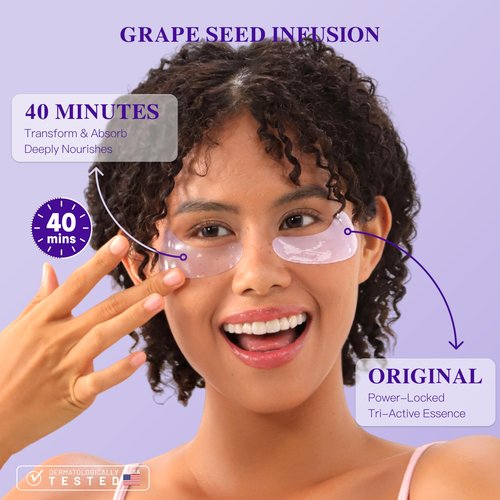 ICIKOL Collagen Under Eye Patches for Puffy Eyes and Dark Circles, Under Eye Mask for Radiance Boost with Blueberry, Hydrating Undereye Mask Patches for Treatment with Women Beauty (Purple, 24 Pairs)