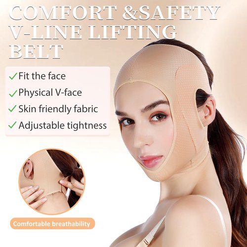 FABLESMODA V-Line Lifting Chin Strap for Women - Double Chin Reducer & Face Slimming Mask for Sleeping & Overnight Skincare, Reusable Jawline Trainer with Adjustable Pressure to Tighten Skin