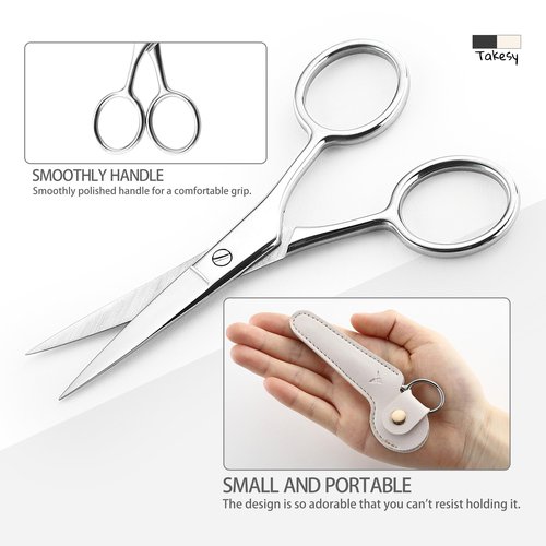 Women's Stainless Steel 4.0" Eyebrow Scissors - Small Beauty Trimmer for Brow & Eyelash and Facial Hair