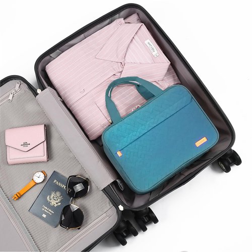 LUCKRISE Hanging Travel Toiletry Bag, Large Capacity Cosmetic Toiletry Organizer for Full-sized Bottles with 4 Compartments and Sturdy Hook for Travel/Daily Use/Business, Teal