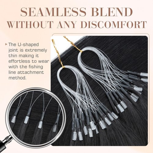 S-noilite Micro Link U Tip Hair Extensions Human Hair Jet Black K Tips Hair Extensions Human Hair Keratin U Tip Hair Extensions Straight 18 Inch 50 Strands 50g