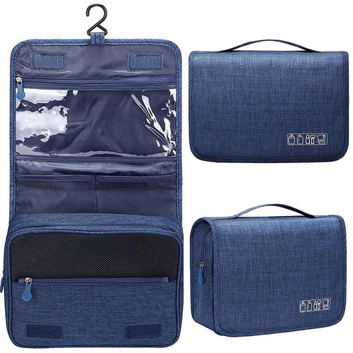 Hanging Travel Toiletry Bag for Men and Women, Hygiene Bag, Waterproof Cosmetic Bag for Accessories/Shaving/Grooming/Cosmetic/Toiletries, Multifunction Cosmetics Organizer Accessories Pouch - (Blue)